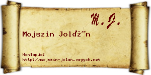 Mojszin Jolán névjegykártya